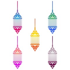 Ramadan Lantern Design in Set for Creative Concept of  Islamic Celebration.