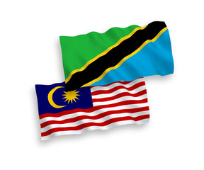 Flags of Tanzania and Malaysia on a white background
