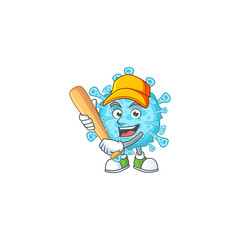 Cartoon design of fever coronavirus having baseball stick