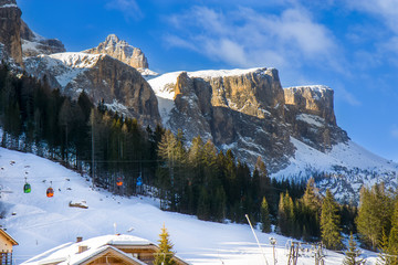 Fototapeta premium Ski slopes on the high mountain