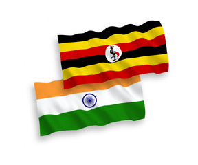 Flags of India and Uganda on a white background