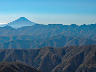 Naklejka premium Mt.Fuji and range of mountains