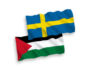 Flags of Sweden and Palestine on a white background