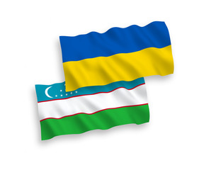 Flags of Uzbekistan and Ukraine on a white background
