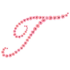 Watercolor drawing Pink flower alphabet