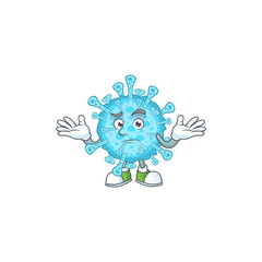 A picture of smirking fever coronavirus cartoon character design style