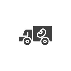 Bean harvesting truck vector icon. filled flat sign for mobile concept and web design. Agriculture, delivery truck glyph icon. Symbol, logo illustration. Vector graphics