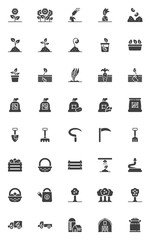 Agriculture and Farming vector icons set, modern solid symbol collection, filled style pictogram pack. Signs, logo illustration. Set includes icons as seedling, seed pack, cultivation, vegetable