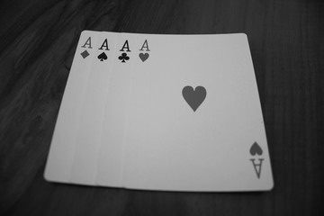 The aces on all black and white