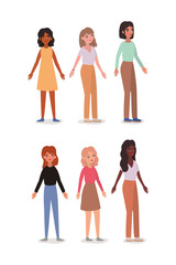 set of women avatars vector design