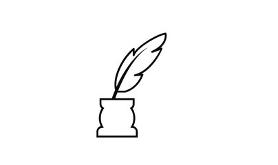 black line inkwell feather logo icon design