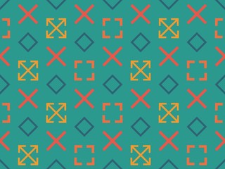 Bright colors of seamless pattern with  ornament and  ornament.