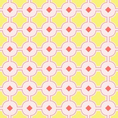 Modern Moroccan style inspired vector seamless pattern. Abstract flower geometric pattern tiles. Pattern elements spring colors - yellow, pink and green. 