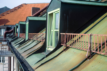 rooftops and mansard windows