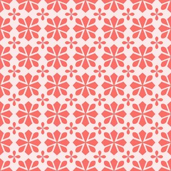 Modern Moroccan style inspired vector seamless pattern. Abstract flower geometric pattern tiles. Pattern elements spring colors - yellow, pink and green. 