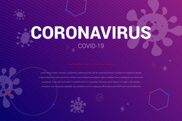Coronavorus text banner. Covid 19. Medical orientation poster. New virus pandemic. The fight against coronavirus. Vector concept background