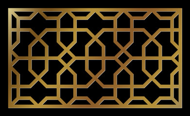Template for laser cutting. Decorative panel with oriental geometric pattern.