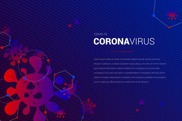 Coronavorus text medical banner. Covid 19. Medical orientation poster. New virus pandemic. The fight against coronavirus. Vector concept background