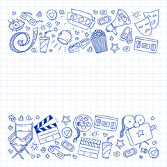 Cinema pattern with vector icons. Movie,