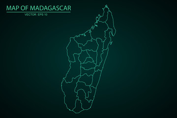High Detailed Blue Map of Madagascar isolated on white background, Madagascar map - polygonal design Vector illustration eps 10.