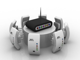 3d rendering wifi repeater booster with modem