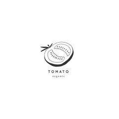 Vector hand drawn icon, tomato. Isolated object. Vegetables. Healthy nutrition, vegetarians, vegans.