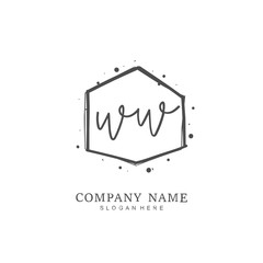 Handwritten initial letter W WW for identity and logo. Vector logo template with handwriting and signature style.