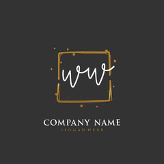 Fototapeta na wymiar Handwritten initial letter W WW for identity and logo. Vector logo template with handwriting and signature style.