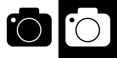 Modern flat design photo camera icon/ Simple geometric design camera icon