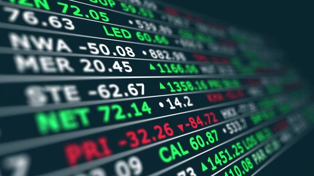Stock market tickers. Digital animation of Stock market prices changing. 4k animation