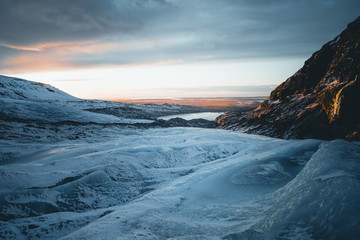 sunset over the glacier