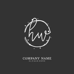 Handwritten initial letter H W HW for identity and logo. Vector logo template with handwriting and signature style.