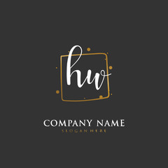Handwritten initial letter H W HW for identity and logo. Vector logo template with handwriting and signature style.