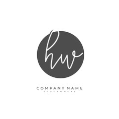 Handwritten initial letter H W HW for identity and logo. Vector logo template with handwriting and signature style.