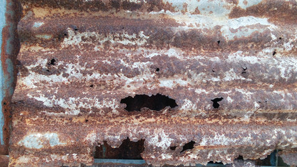 rustic corrugated metal steel roof with patina effect