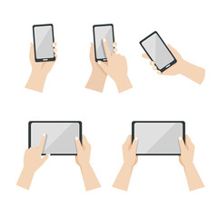 スマホ、タブレットを持つ手のイラスト