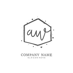 Handwritten initial letter A W AW for identity and logo. Vector logo template with handwriting and signature style.