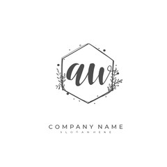 Handwritten initial letter A W AW for identity and logo. Vector logo template with handwriting and signature style.