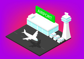 3D isometric Airport building, vector art