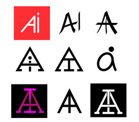 AI Text icon for logo and symbol, vector art