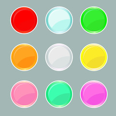 Set of colorful empty circular button for website or game user interface.