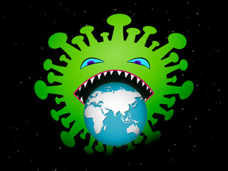 Virus attack and eatting our world, vector art