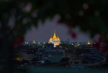 Twilight view at Golden mount wat saket temple, Bangkok, Thailand