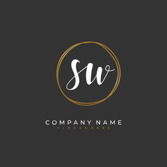 Handwritten initial letter S W SW for identity and logo. Vector logo template with handwriting and signature style.