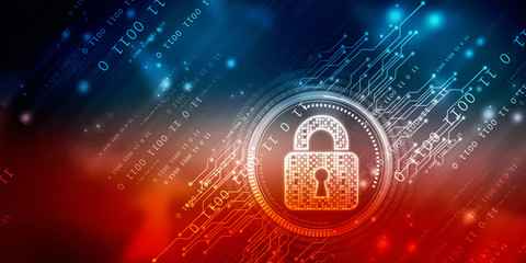 2d illustration Safety concept: Closed Padlock on digital background