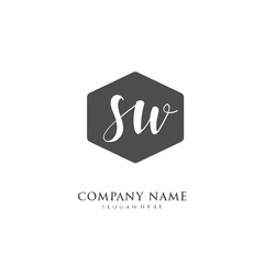 Handwritten initial letter S W SW for identity and logo. Vector logo template with handwriting and signature style.