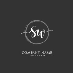 Handwritten initial letter S W SW for identity and logo. Vector logo template with handwriting and signature style.