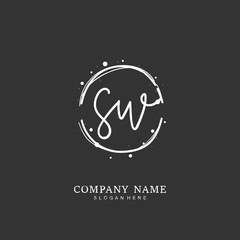 Handwritten initial letter S W SW for identity and logo. Vector logo template with handwriting and signature style.