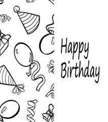 Fototapeta premium banner greeting card happy birthday holiday stroke poster print outline vector illustration
