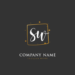 Fototapeta na wymiar Handwritten initial letter S W SW for identity and logo. Vector logo template with handwriting and signature style.